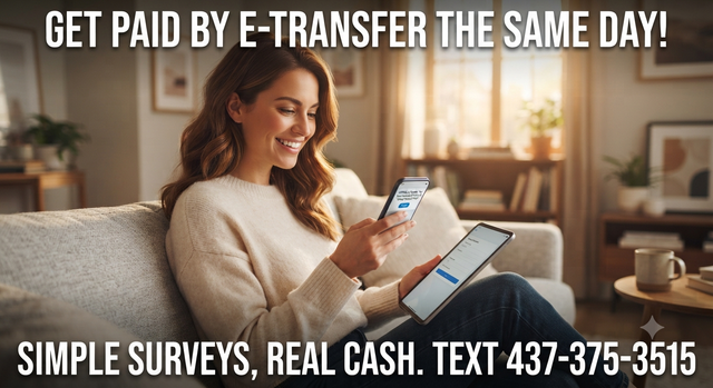 Earn Cash Daily via E-Transfer - Short Online Surveys