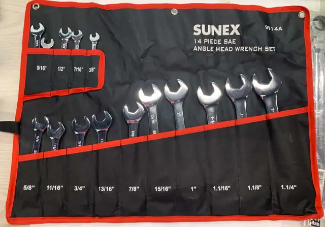 Sunex 9914R14 PC. FULL POLISH SAE ANGLE HEAD WRENCH SET