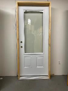 1405PA Porte d’acier 34″D Blanche Verre clair 23×49