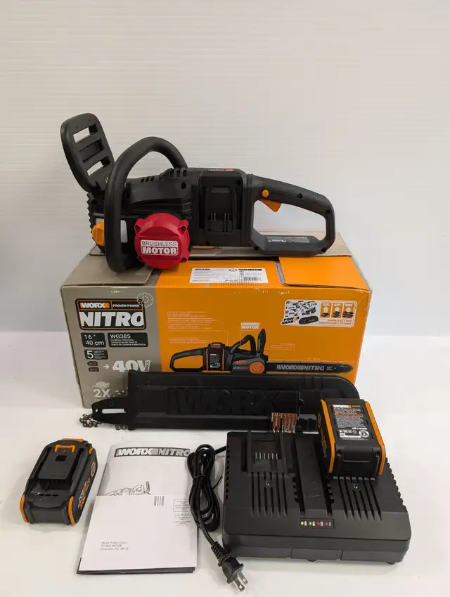 (B4745) Worx WG385 Chainsaw With two Batteries and Charger