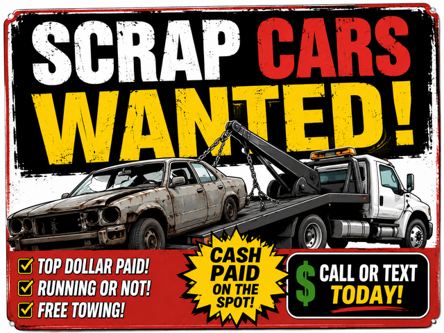 SCRAP CARS WANTED! WE PAY TOP DOLLAR AND TOW FOR FREE!