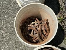 3 Pails of LUCKY Antique Blacksmith Made Iron Horseshoes ! - Photo 3