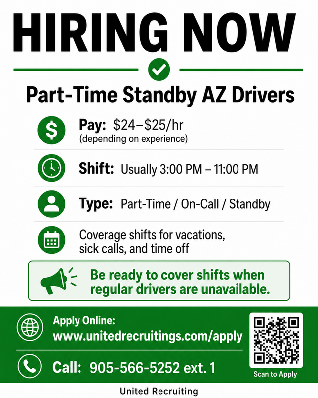 Hiring Standby AZ Drivers - Part Time