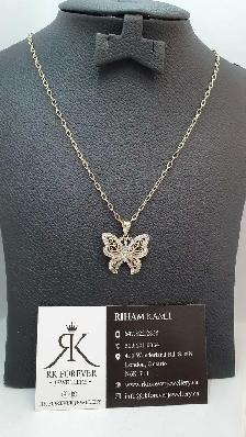 10 yellow gold chain & pendant #437_12