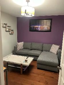 grey fabric couch - L shape