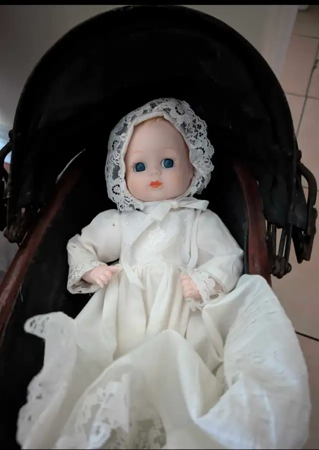antique dolls x 2 and stroller