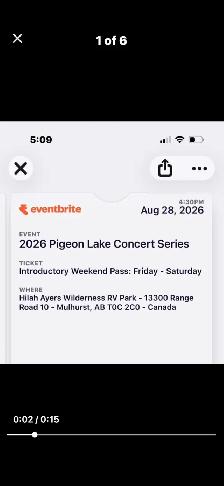 2026 Pigeon Lake Concert Series - $150