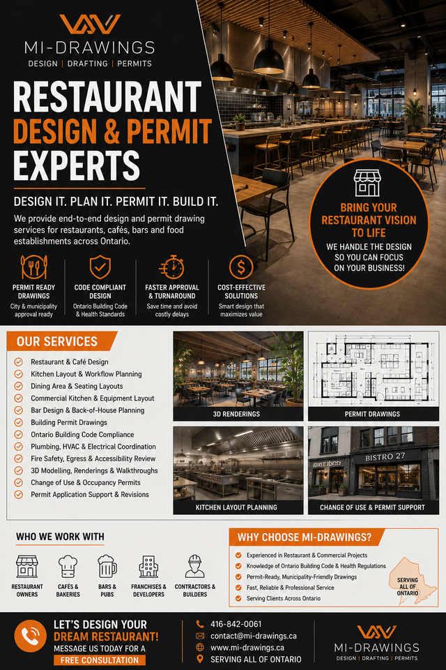 Restaurant Design & Permit Drawings | Ontario Building Code