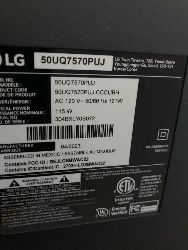 50 inch 4k tv (50UQ7570PUJ) LG