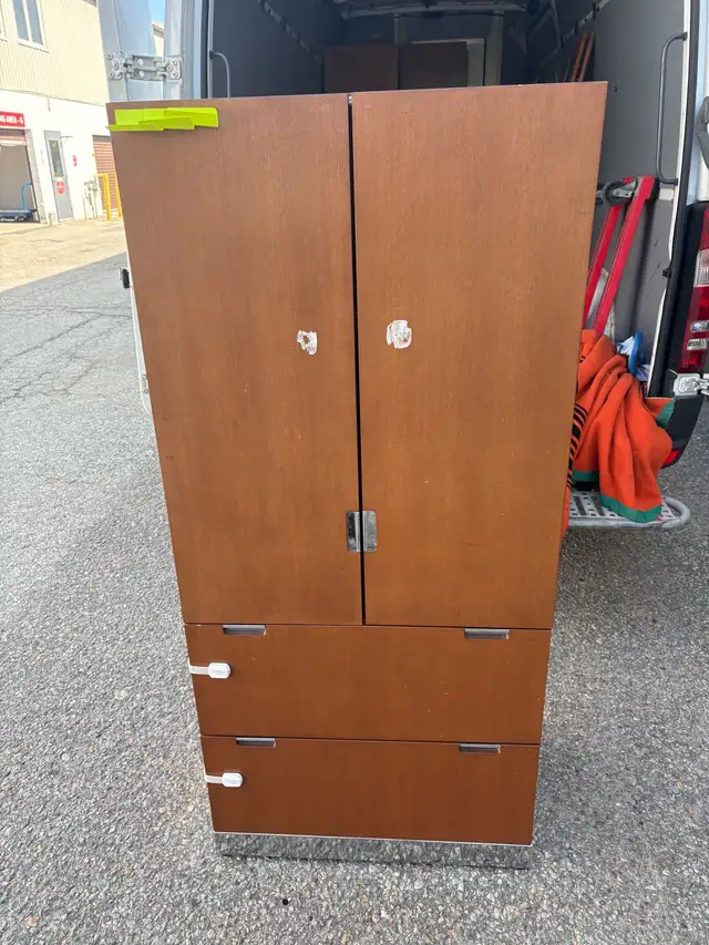 Free delivery used Wooden Cabinet with Shelves and Drawers