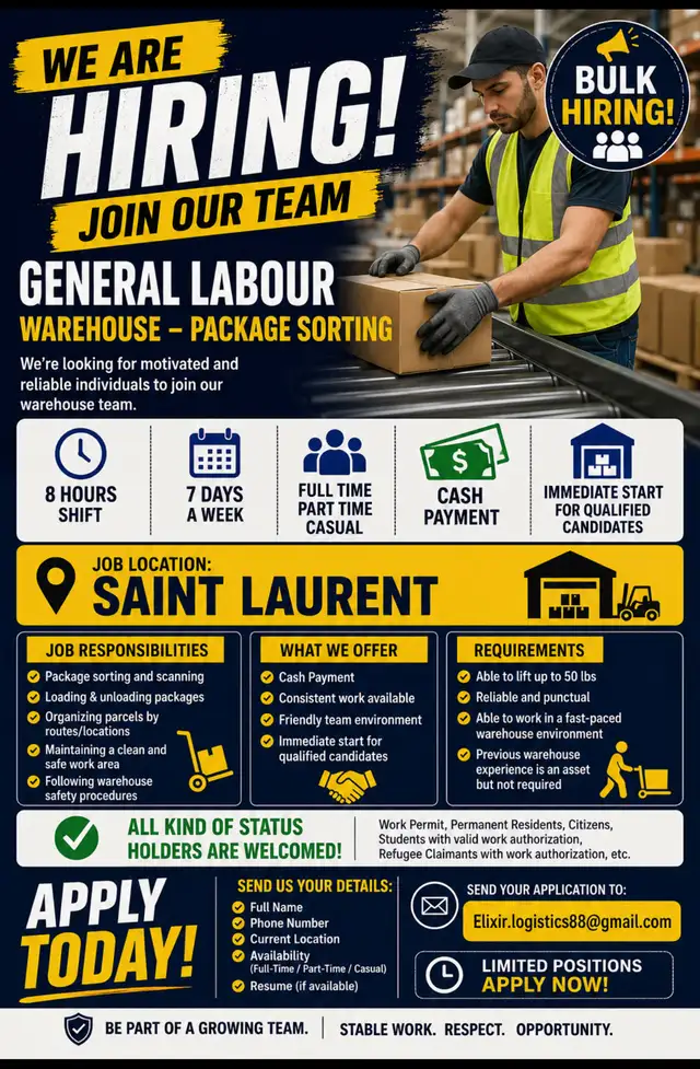 General Labour – Warehouse Package Sorter