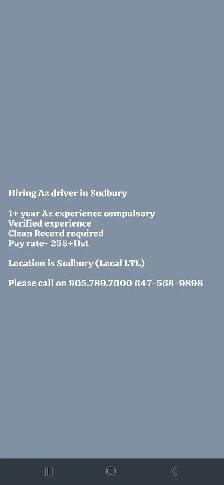 Hiring Az driver in Sudbury