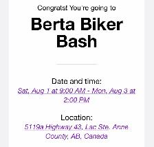 Berta Biker Bash tickets 2 GA 1RV