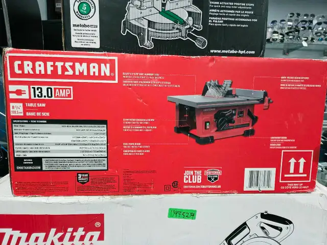Banc de scie Craftsman 8 1/4 po 13 A