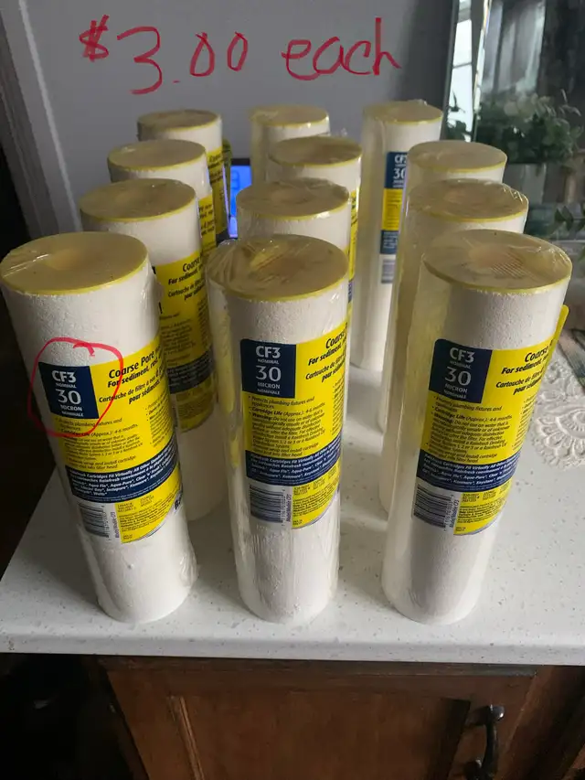 In-line water filters and rubber seals