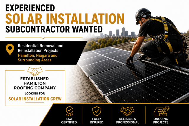 Hamilton roofing company looking for solar installation crew