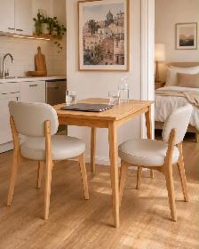 Modern Leather Chairs – Tan Brown & Light Grey - Photo 2