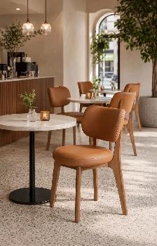 Modern Leather Chairs – Tan Brown & Light Grey - Photo 3