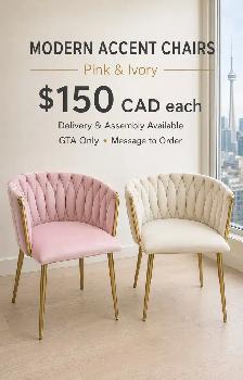 Modern Velvet Dining Chairs – Pink & Off-White - Photo 5