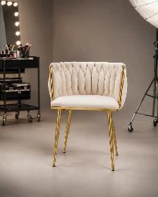 Modern Velvet Dining Chairs – Pink & Off-White - Photo 6