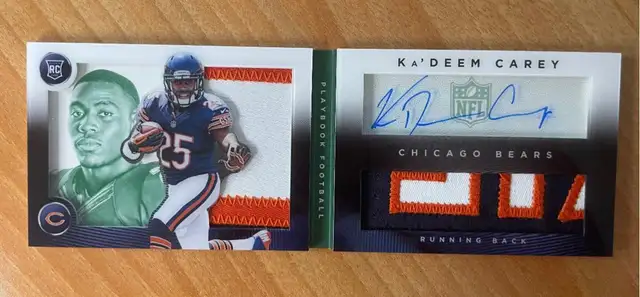 2014 Panini Playbook Green #163 Ka'Deem Carey JSY AU #'d 08/25