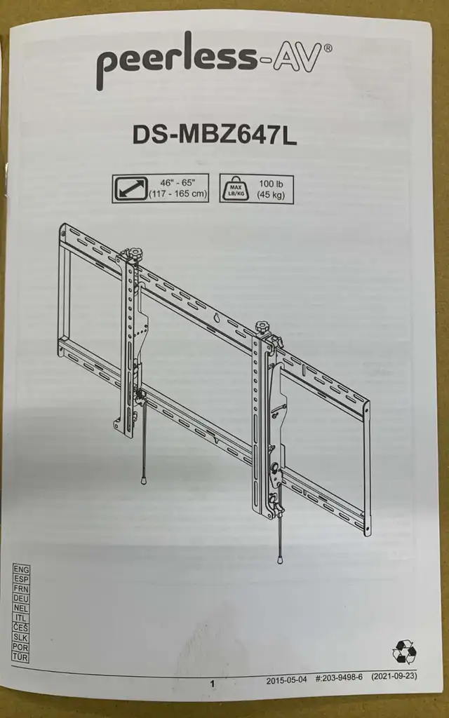 Smartmount Menu Board Mount for 46' - 65' Displays PN: DS-MBZ647