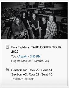 Foo fighters - August 4th Roger’s Stadium