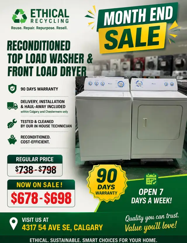 RECONDITIONED TOP LOAD WASHER & DRYER SET $678-$698 ONLY