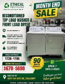 RECONDITIONED TOP LOAD WASHER & DRYER SET $678-$698 ONLY