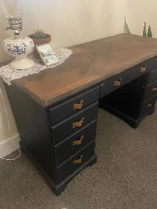 recently refinished wood desk for office or decor