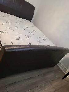Queen bed in leather $250 with box - Photo 7