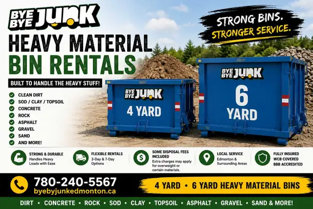 Heavy Material Bin Rentals | 4 & 6 Yard Bins | Dirt, Concrete