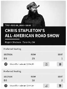Chris Stapleton August 6 Rogers Stadium Toronto - Photo 2