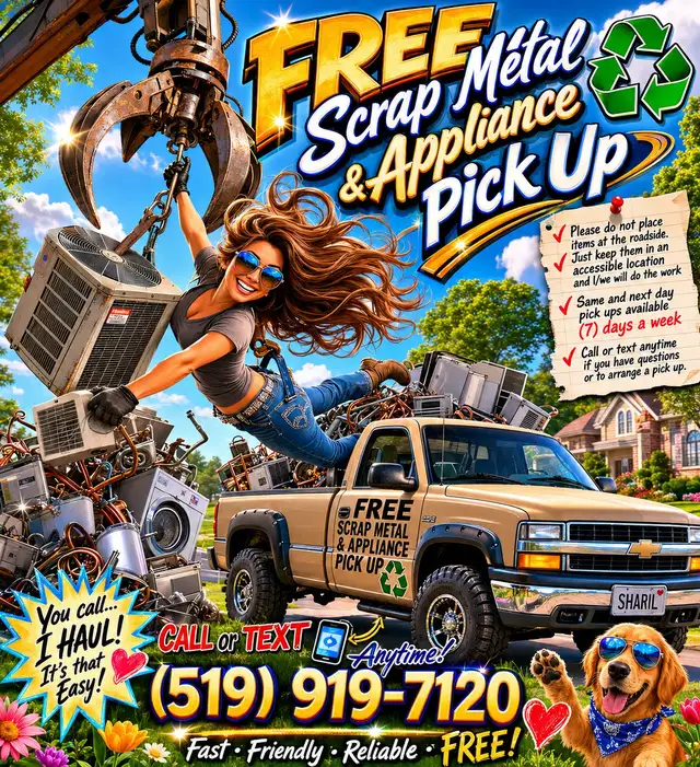 Scrapper:  Free Appliance & Scrap Metal Pick Up 519.919.7120