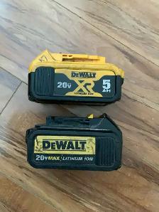 DeWalt 20V Max Batteries 5 amp battery selling separately