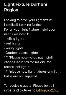 Light Fixture Durham Region 647-957-2770 - Photo 2