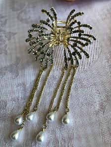 Elegant, sparkling Gold Metal Hair claw clip - Photo 2