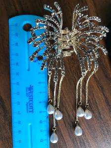 Elegant, sparkling Gold Metal Hair claw clip - Photo 5