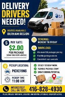Delivery Drivers Needed in Durham Region