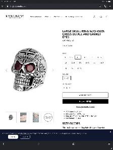 King Baby Large Skull Ring with Chosen Cross & Garnet Eyes - Photo 6