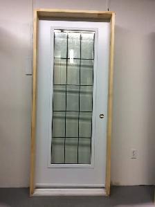 1189PA Porte d’acier 34″G Blanche 15 carreau verre texturé 21×65