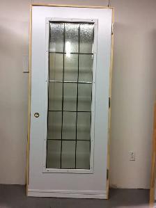 1189PA Porte d’acier 34″G Blanche 15 carreau verre texturé 21×65 - Photo 2
