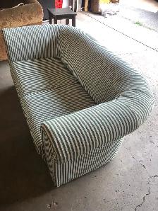 Green & White Stripped Love Seat - Photo 2