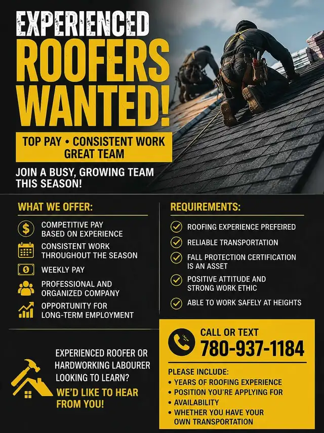 Roofers Needed