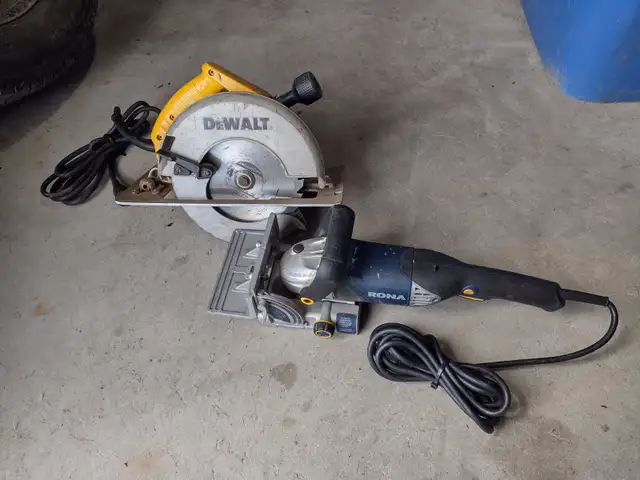 1 Scie circulaire DEWALT 7''1/2 et une biscuiteuse RONA