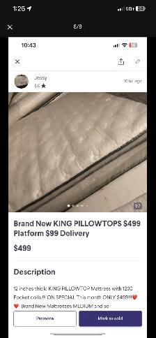 Brand New KING PILLOWTOP Mattresses $499 Platform $99 - Photo 2