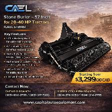 New CAELSTB145 Stone Burier 53-Inch Tractor Attachment Certified