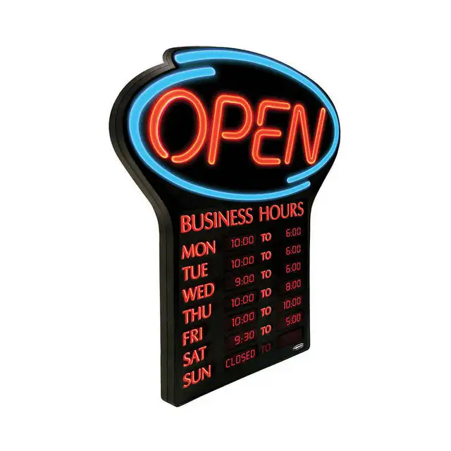 Newon Led Open Sign With Hours