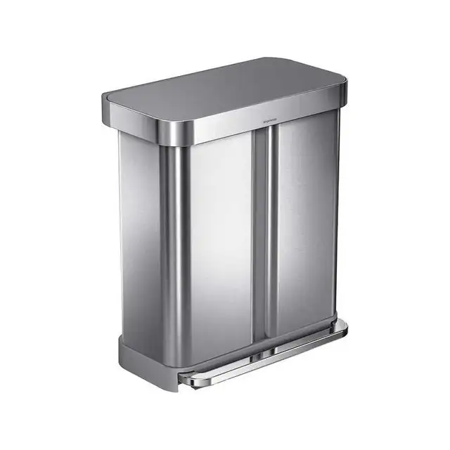 Simplehuman 58 Liter Dual Compartment Kitchen Step Can dent