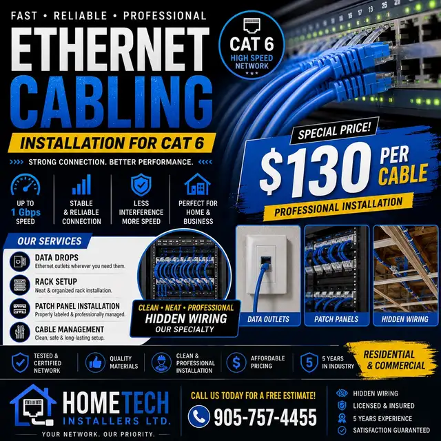 Ethernet Cabling CAT6, CAT5E for internet speed